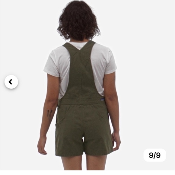 PATAGONIA-WOMEN'S STAND UP OVERALLS shorts size large Blue Denim Overalls - Picture 2 of 6